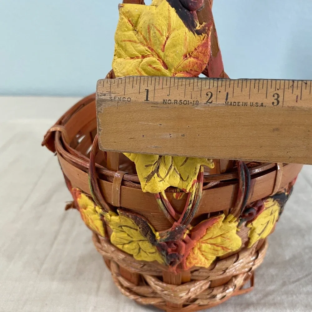 Vintage Fall Basket with Autumn Leaves and Acorns Cottage Decor